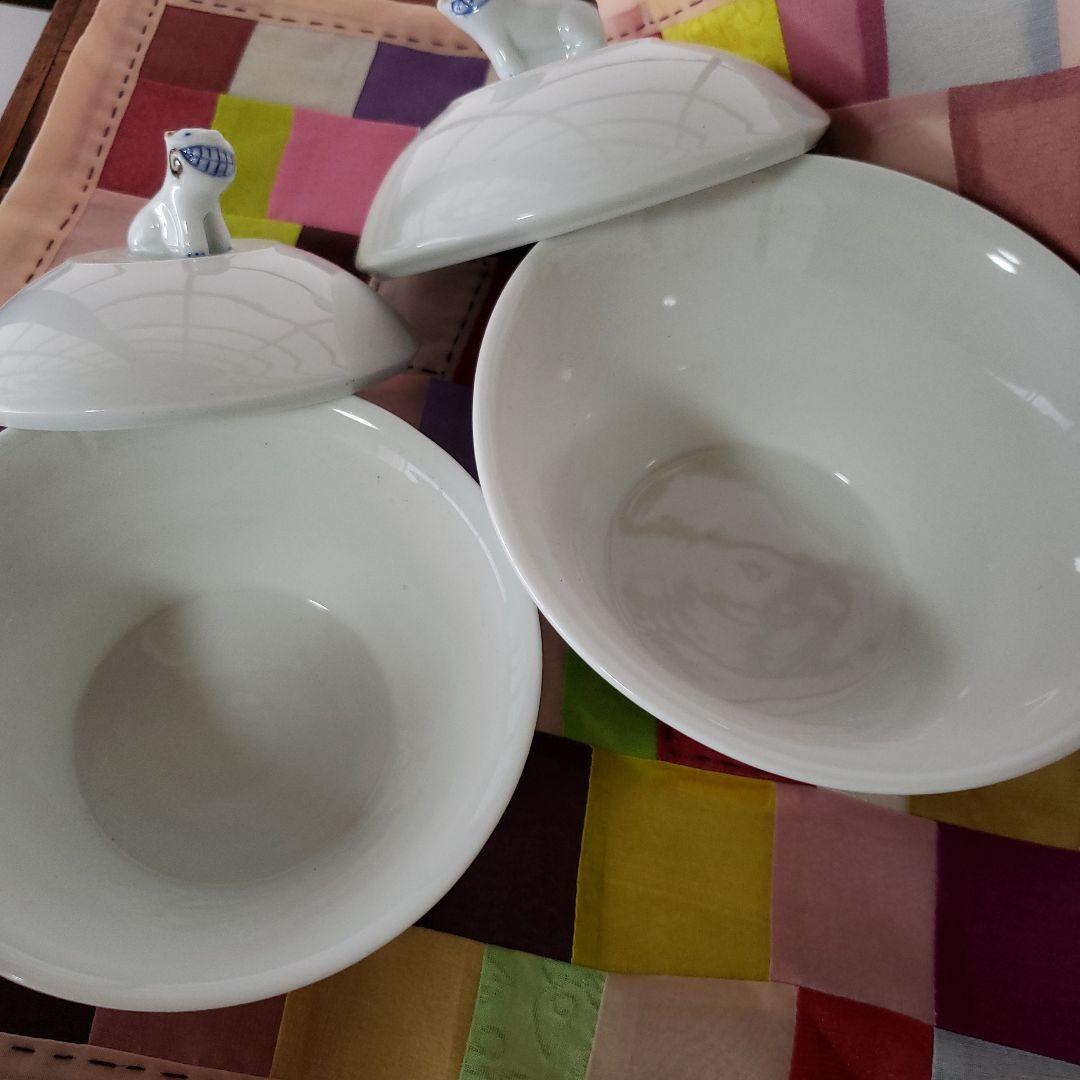 韓国　食器　白磁　虎　蓋付き　椀　スープ　器