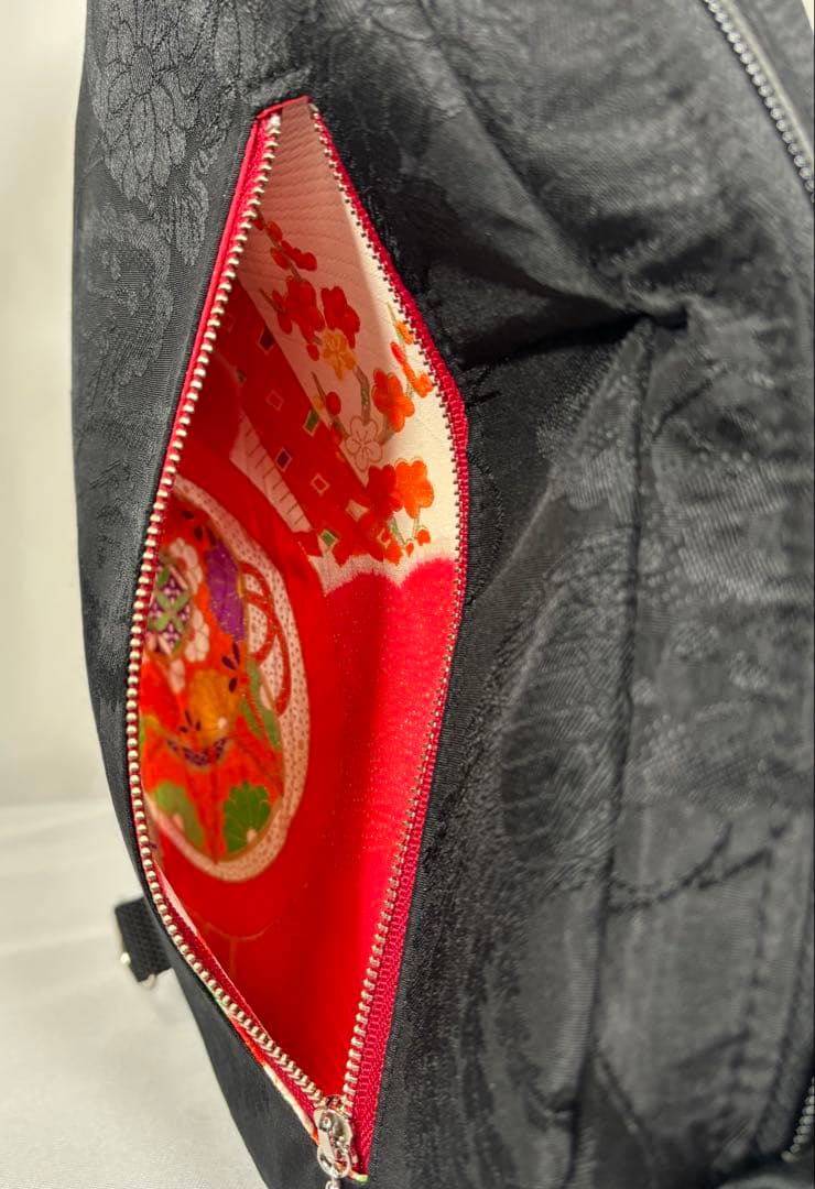 帯バッグリメイク　777番ボディバッグ　赤金銀鳳凰