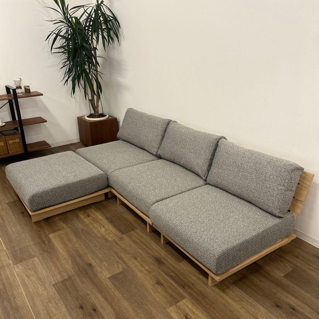 展示品☆シェーズロングソファ カバーリング カウチ ローソファ モダン L字