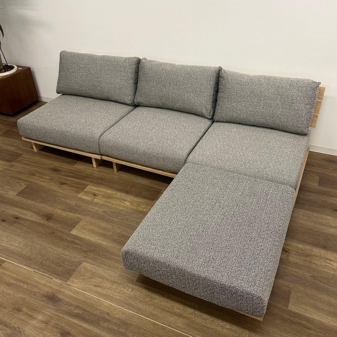 展示品☆シェーズロングソファ カバーリング カウチ ローソファ モダン L字