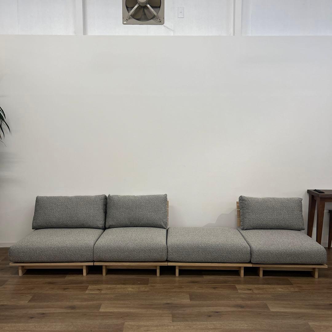 展示品☆シェーズロングソファ カバーリング カウチ ローソファ モダン L字