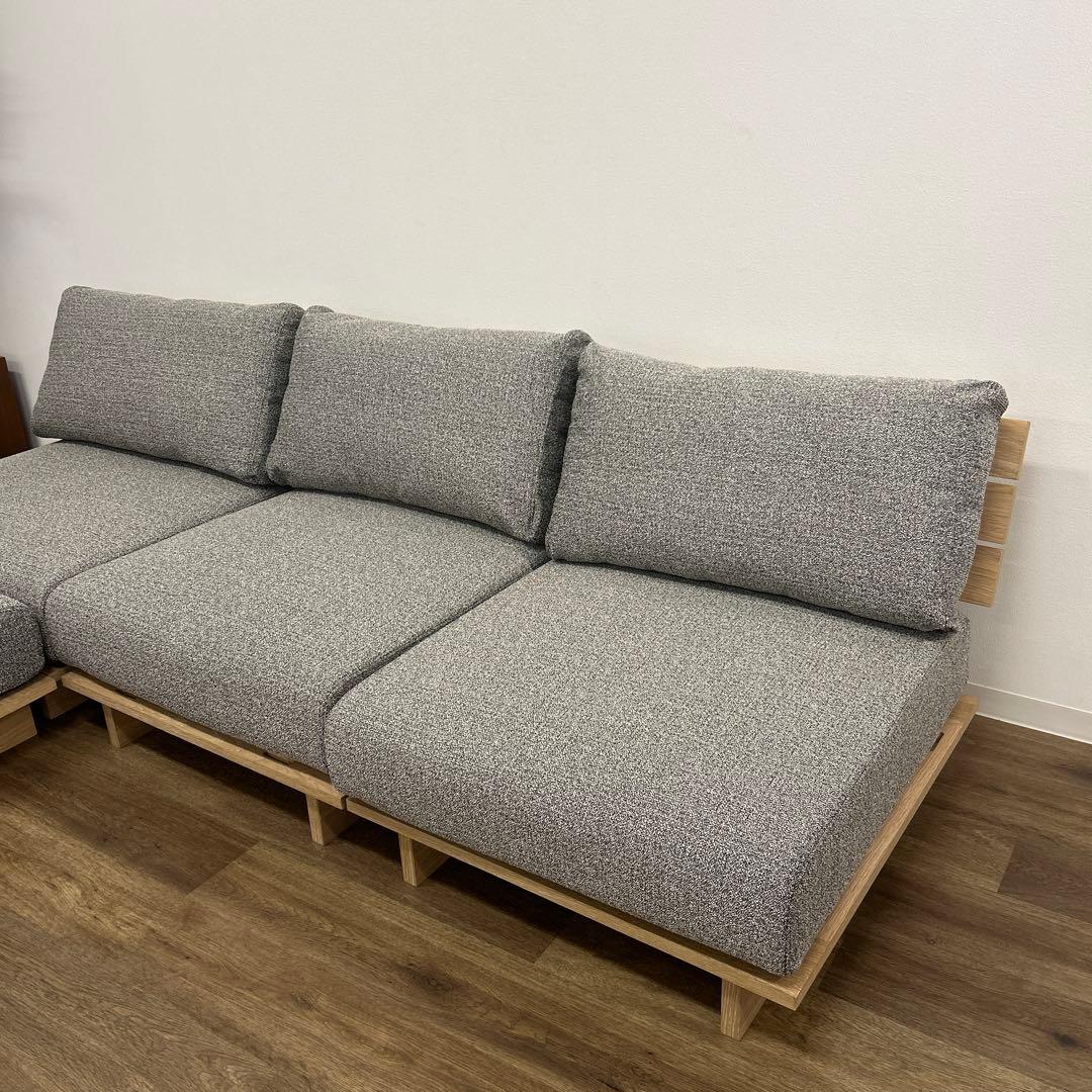 展示品☆シェーズロングソファ カバーリング カウチ ローソファ モダン L字