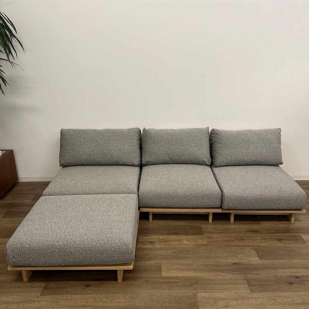 展示品☆シェーズロングソファ カバーリング カウチ ローソファ モダン L字