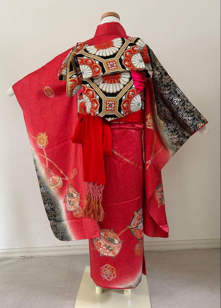 7歳　七五三　正絹着物、帯、帯揚げ、帯締め　しごき