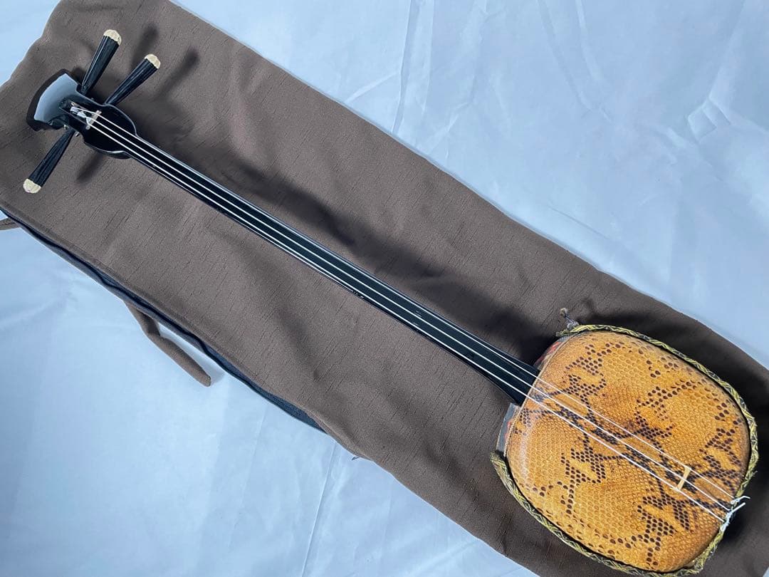 沖縄三線 蛇皮 強化張り・二重張り