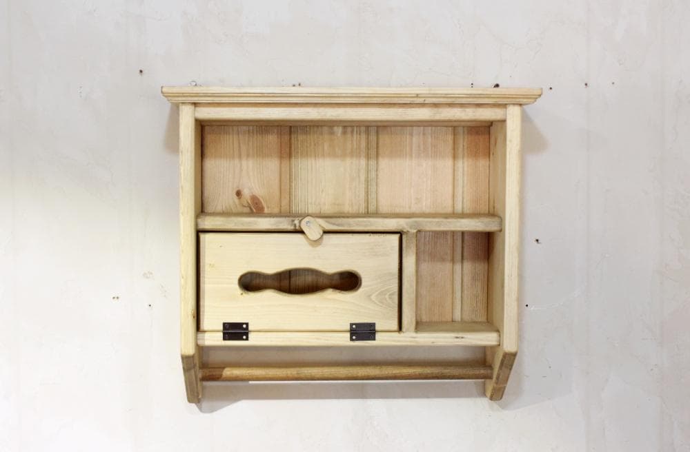 ハンドメイド　ティッシュシェルフ タオルホルダーつき