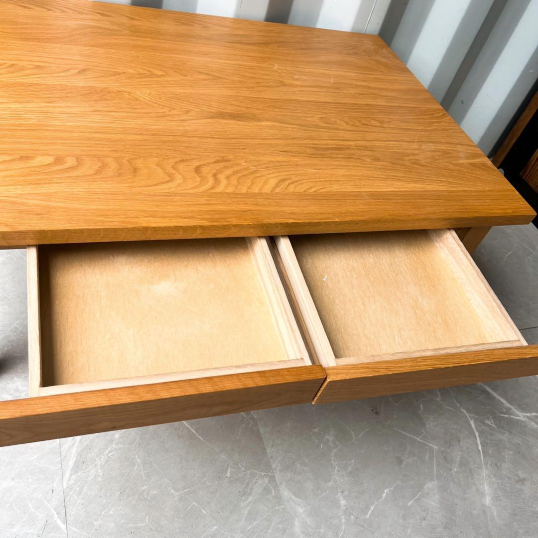 取付無料！無印良品 北欧風天然無垢材オーク ナチュラル引き出し付きローテーブル✨