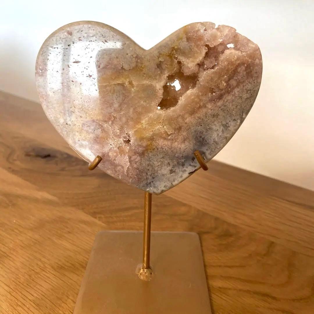 ブラジル産　ピンクアメジスト　ハート　スタンド付き
