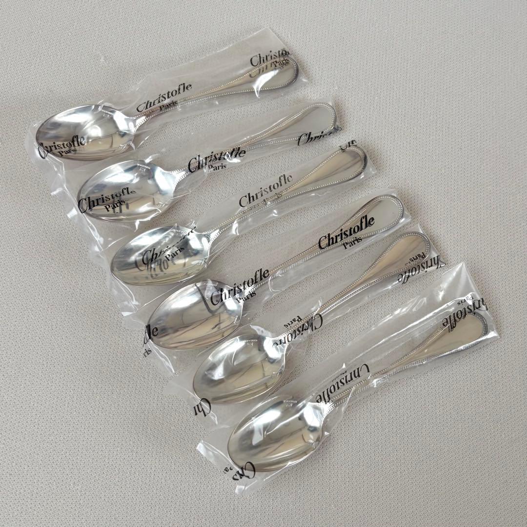【お値下げ！！新品未使用/クリストフル】スプーン パール6点セット