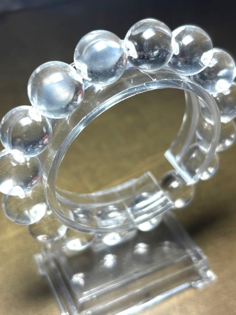 無垢水晶　牛穴ブレスレット約12.8〜13.4㎜ 超高品質　希少　（新品未使用）