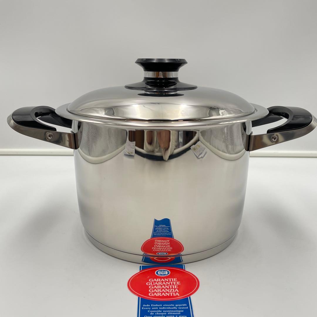 極美品 AMC ドイツ製 高級ステンレス両手鍋 4.2L 蓋付き