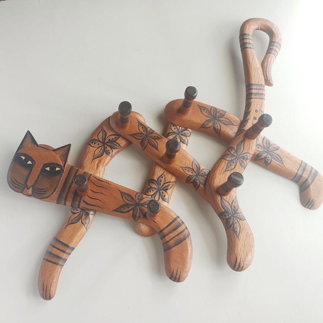ネコの木製フック