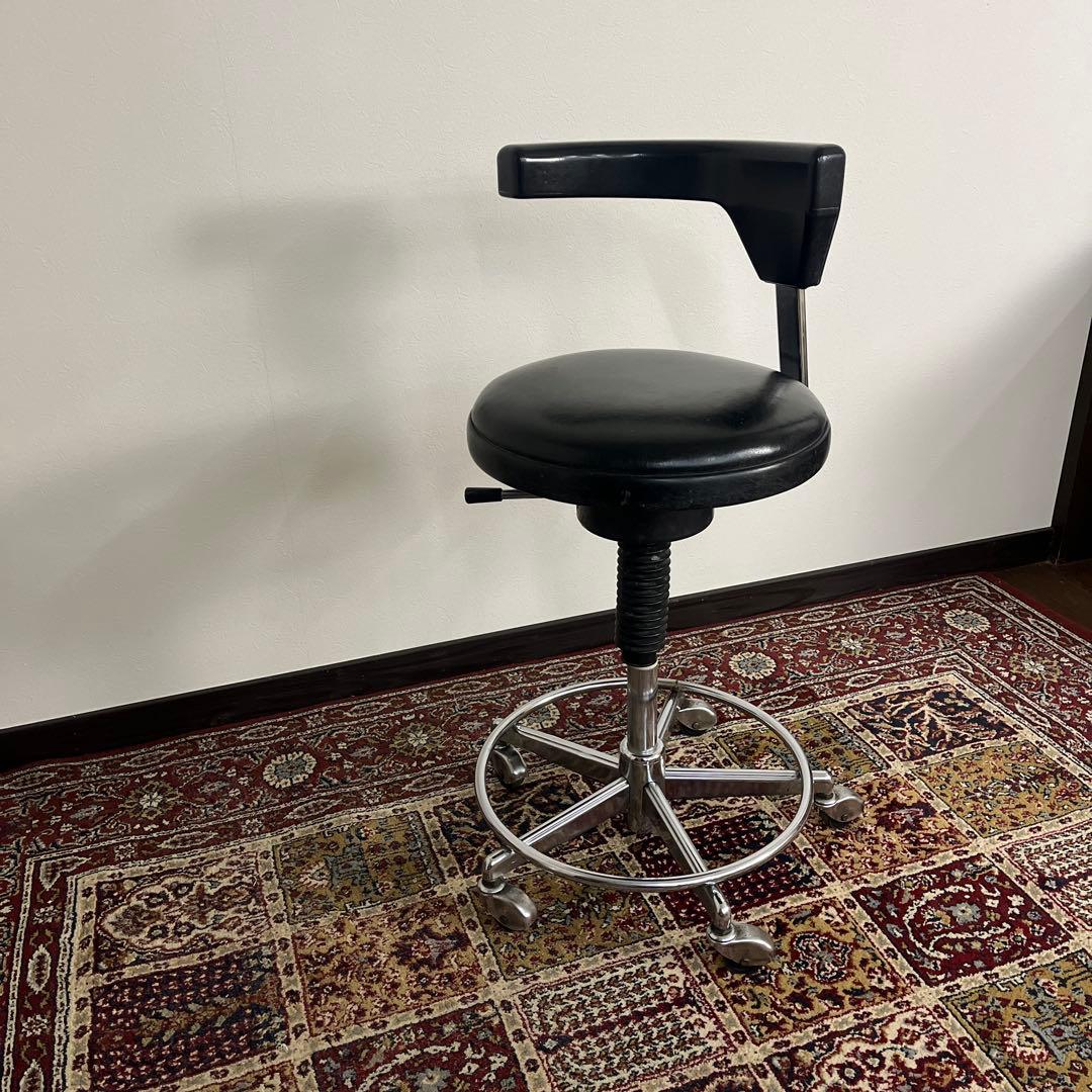 ビンテージ古家具◼︎ガス圧昇降式 ドクターチェア ドクタースツール 丸椅子 丸イス