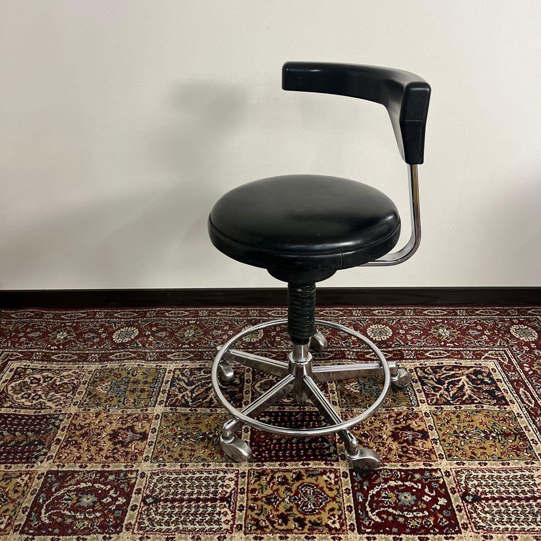 ビンテージ古家具◼︎ガス圧昇降式 ドクターチェア ドクタースツール 丸椅子 丸イス