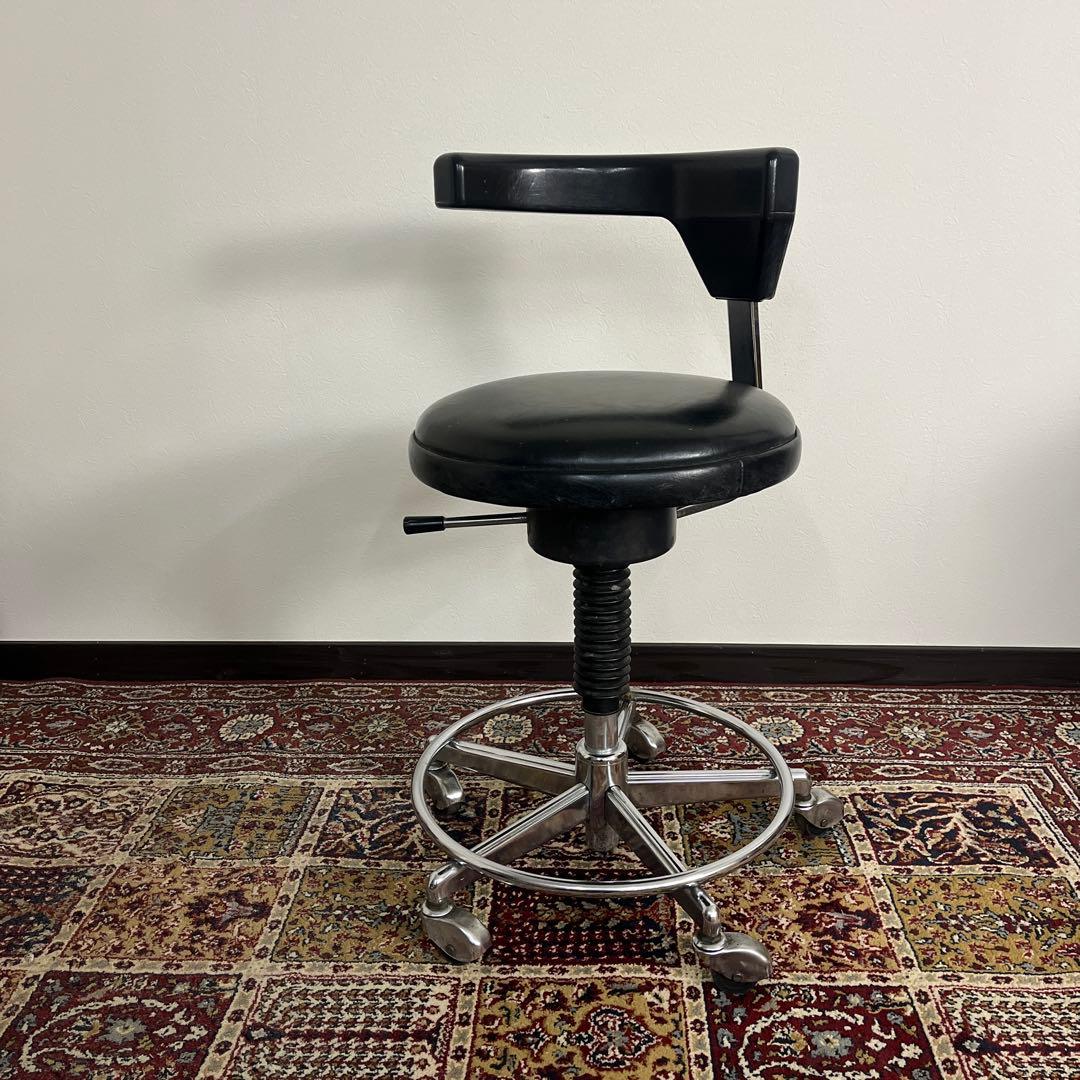 ビンテージ古家具◼︎ガス圧昇降式 ドクターチェア ドクタースツール 丸椅子 丸イス