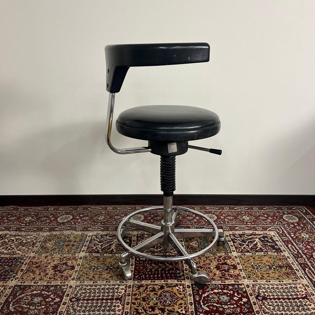 ビンテージ古家具◼︎ガス圧昇降式 ドクターチェア ドクタースツール 丸椅子 丸イス
