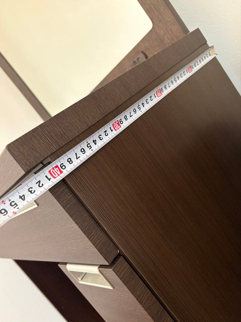 ダークブラウン ドレッサー・鏡台 引き出し付き 板文家具 ドレッサー