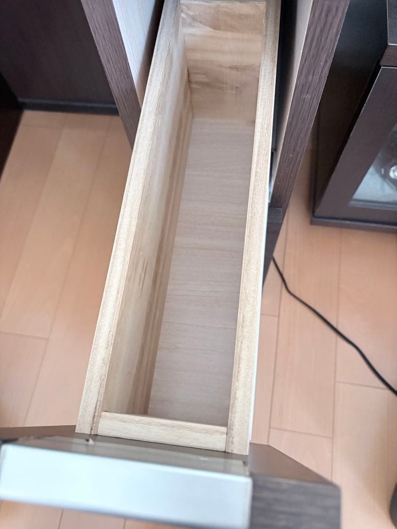 ダークブラウン ドレッサー・鏡台 引き出し付き 板文家具 ドレッサー