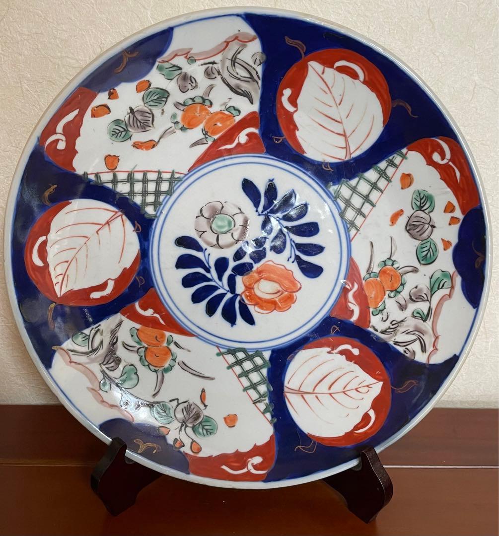 山徳窯 ヤマトク 有田焼 染付 大皿 中皿 アンティーク レトロ 骨董品