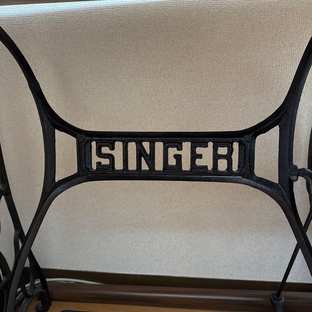 SINGER ミシン台 鉄製 木製テーブル付き
