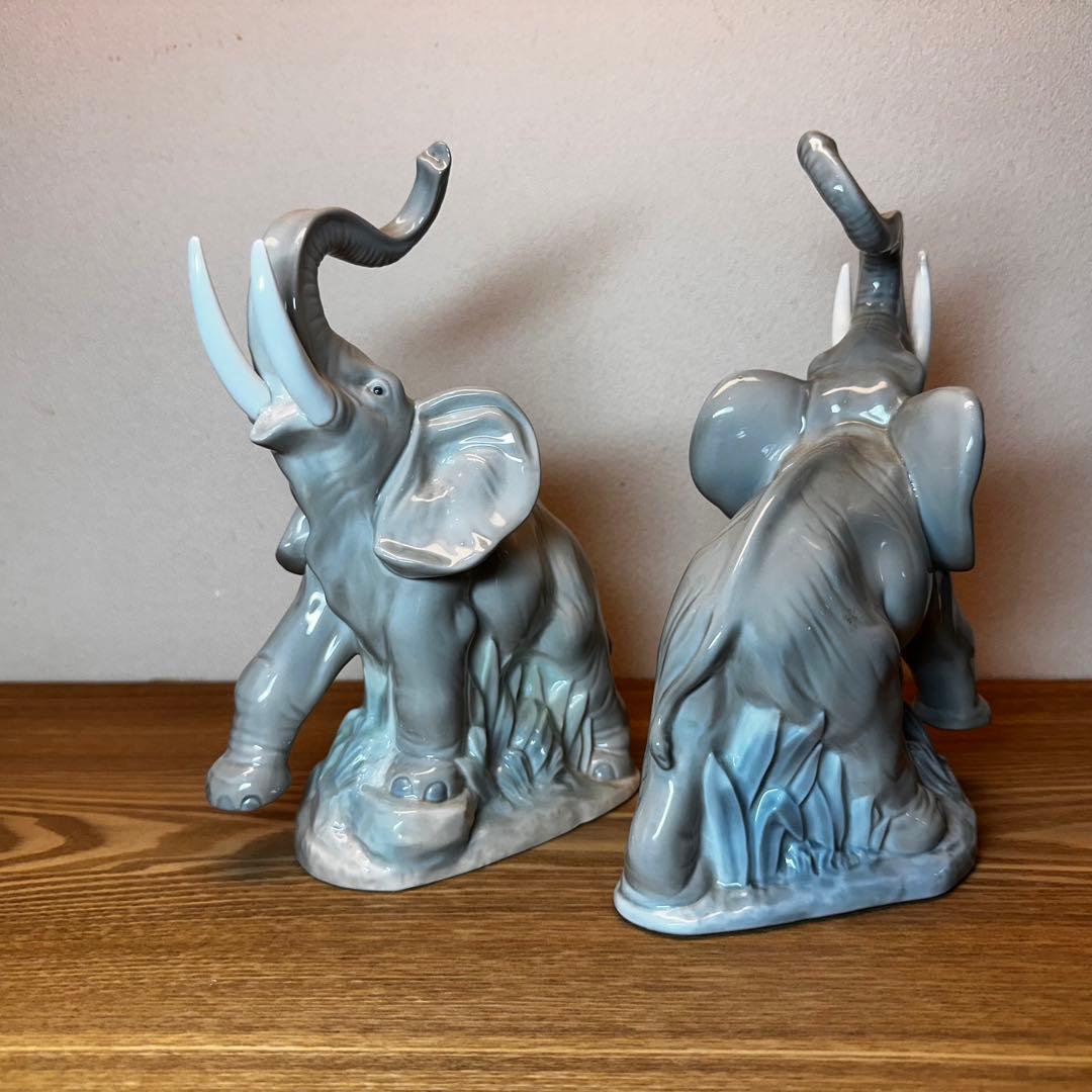 リヤドロ 像 Lladro Nao Elephant 像の置物 スペイン 雄叫び