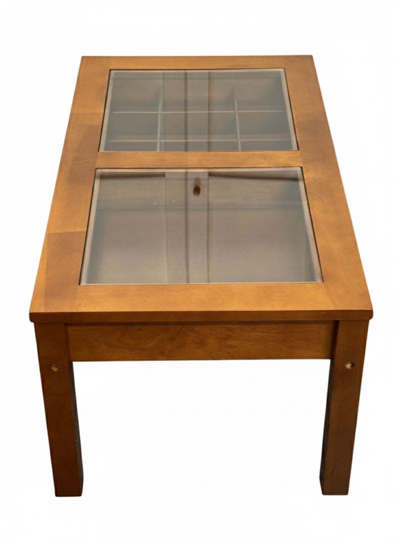 ガラストップ センターテーブル 収納引き出し付き　木製ローテーブル 幅90cm