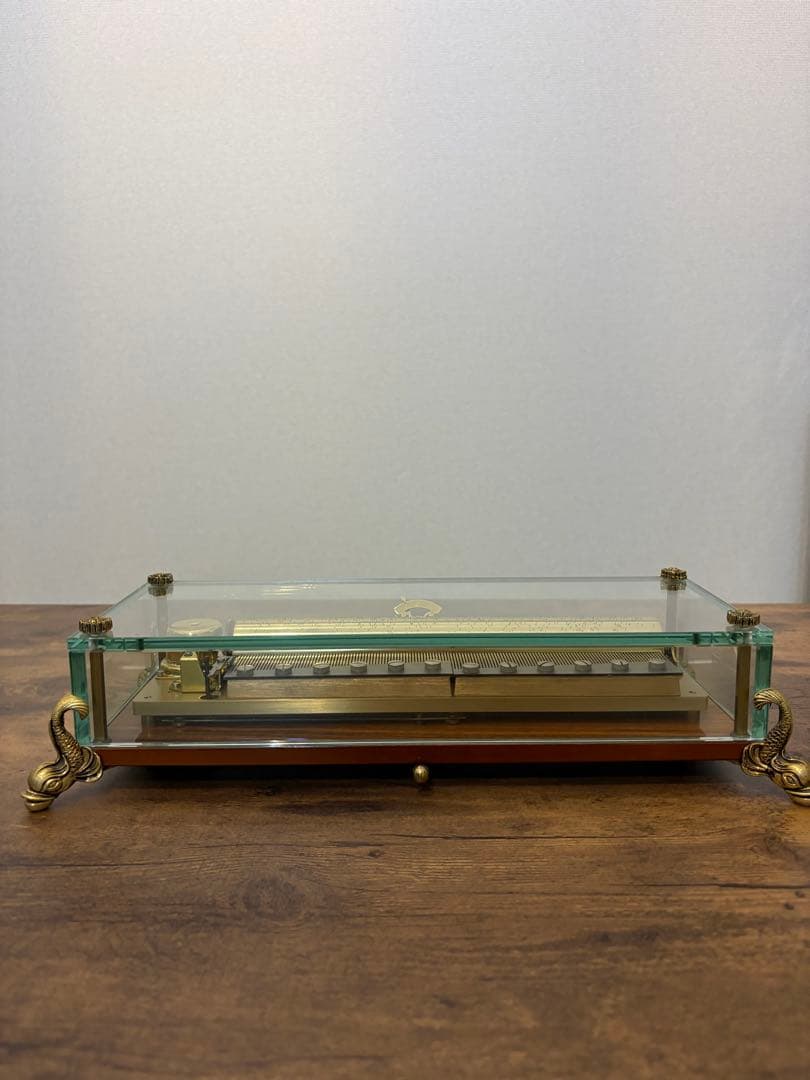 最高峰 REUGE ガラスオルゴール 144弁３曲演奏入り　リュージュ　共鳴台