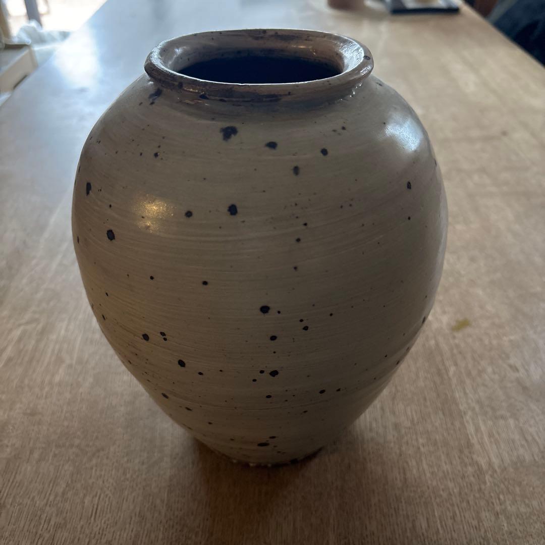 青木亮　花器　刷毛目　粉引き