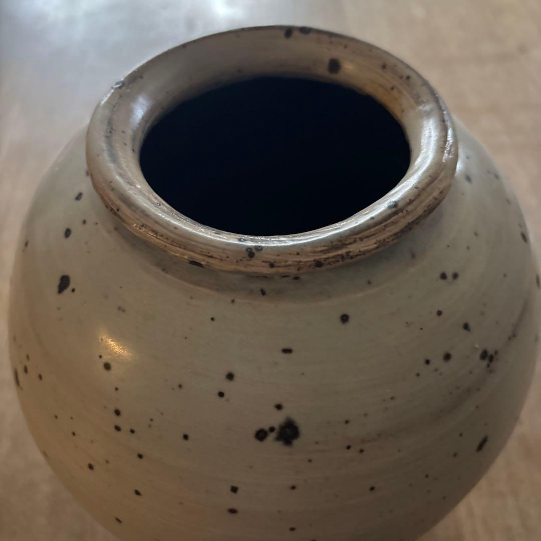 青木亮　花器　刷毛目　粉引き