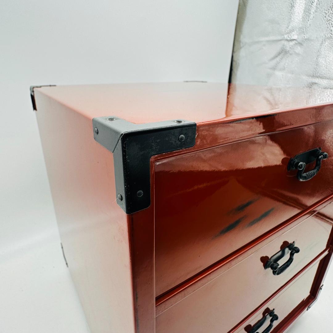 T　根来塗　木製　鉄金具　漆塗　漆器　昭和レトロ　ビンテージ　三杯