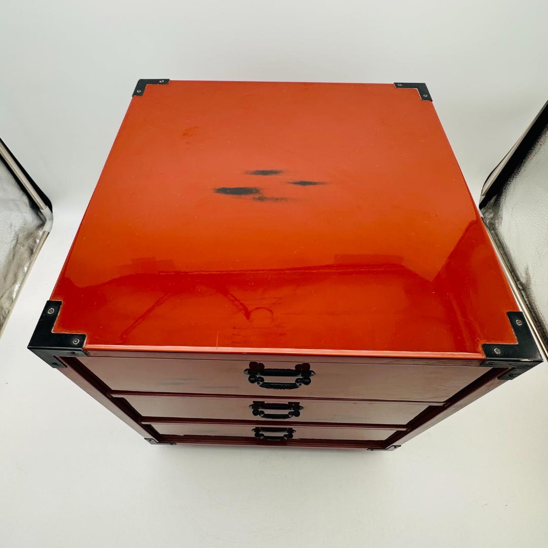 T　根来塗　木製　鉄金具　漆塗　漆器　昭和レトロ　ビンテージ　三杯