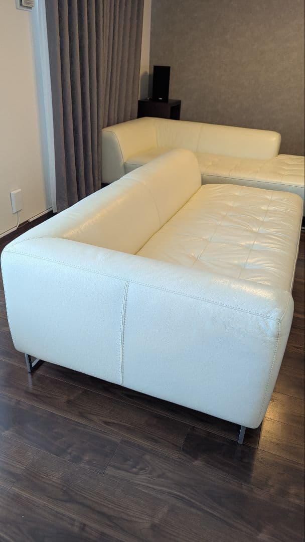 ホワイトレザー コーナーソファ セット