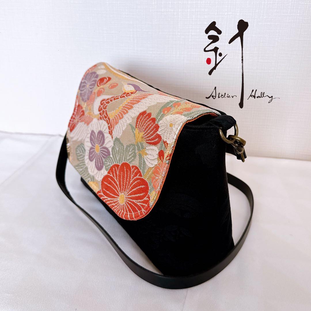 帯リメイク 蓋つきポシェット <雉>