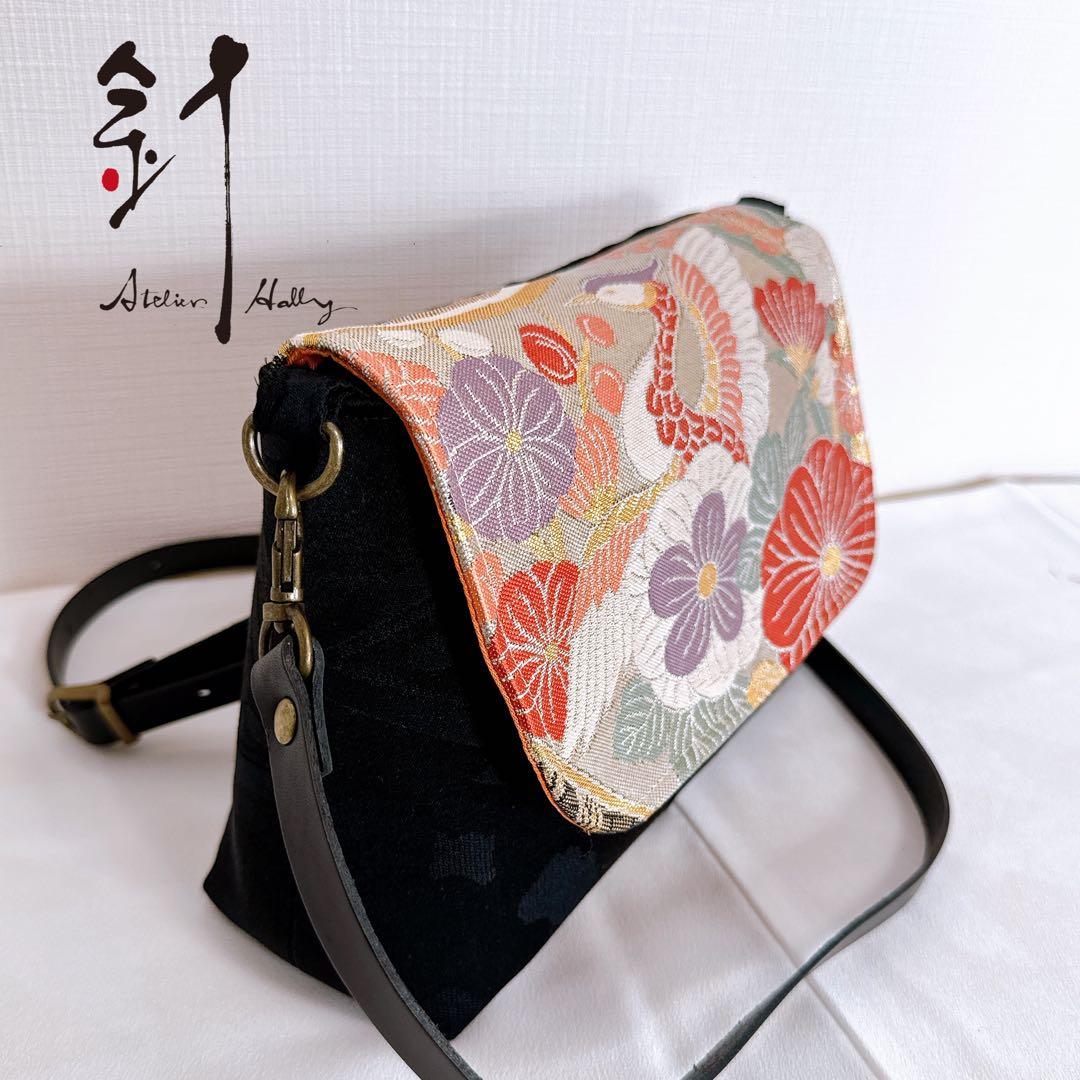 帯リメイク 蓋つきポシェット <雉>