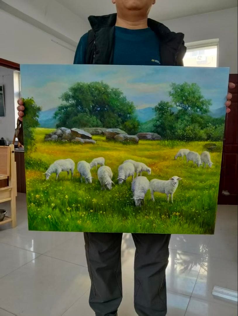 《羊の群》原画　油絵