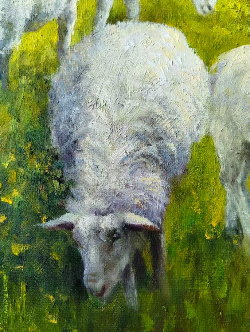 《羊の群》原画　油絵