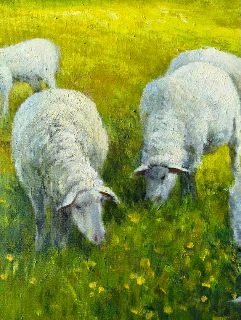 《羊の群》原画　油絵