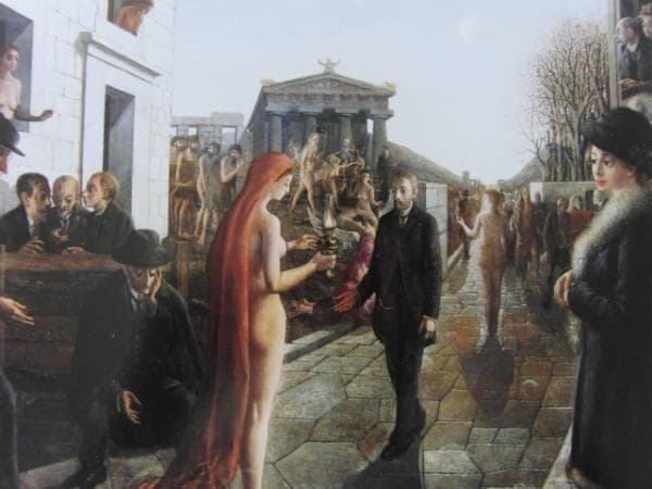 Paul Delvaux、LES DEUX AGES、画集画、新品額装付