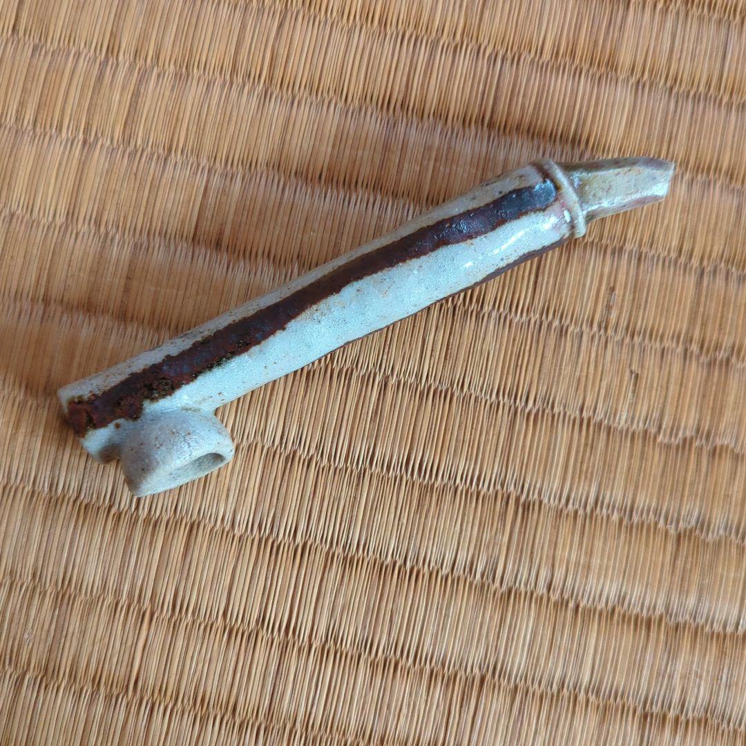 陶器製煙管 木箱付き　織部焼　織部　箸置き