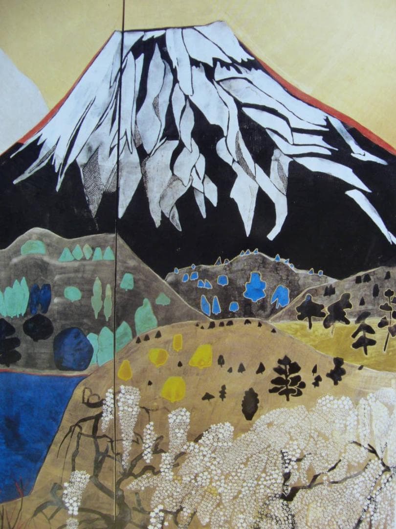 片岡 球子、【春の富士（桜）】、大判、超希少画集・額装画、状態良好