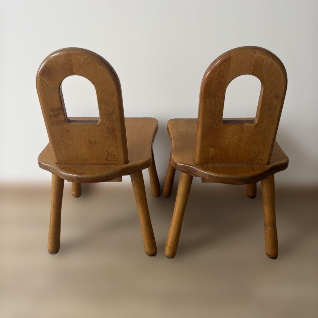 【レトロ】木製ダイニングチェア 2脚セット