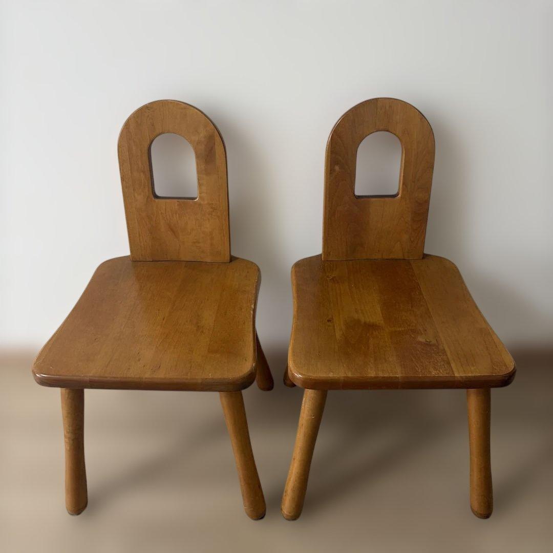 【レトロ】木製ダイニングチェア 2脚セット