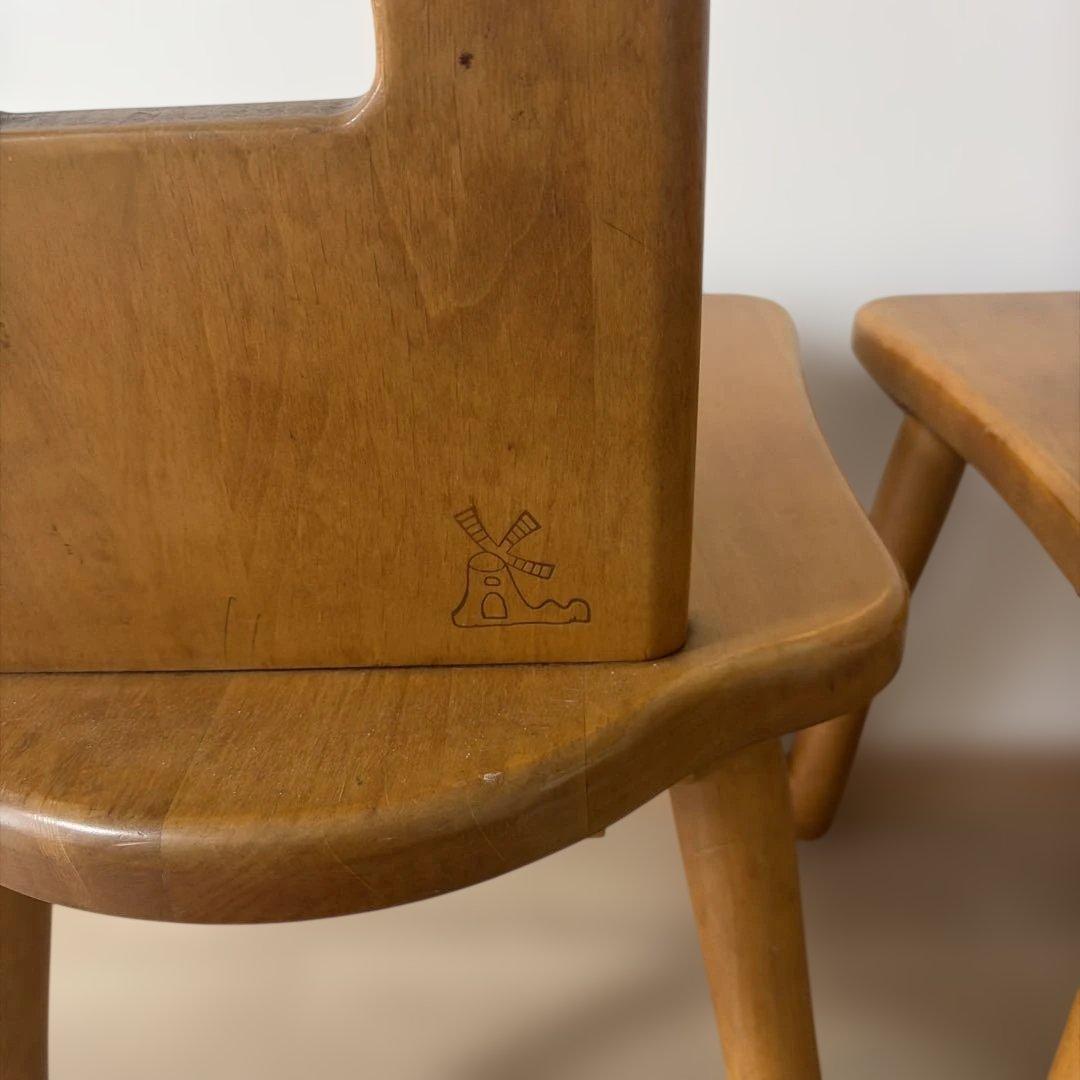 【レトロ】木製ダイニングチェア 2脚セット