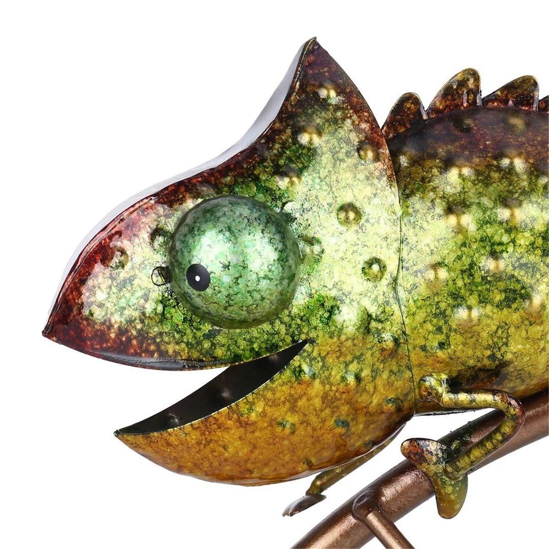 金属飾りの置物 カメレオン(グリーン)飾り 置物 インテリア 金物