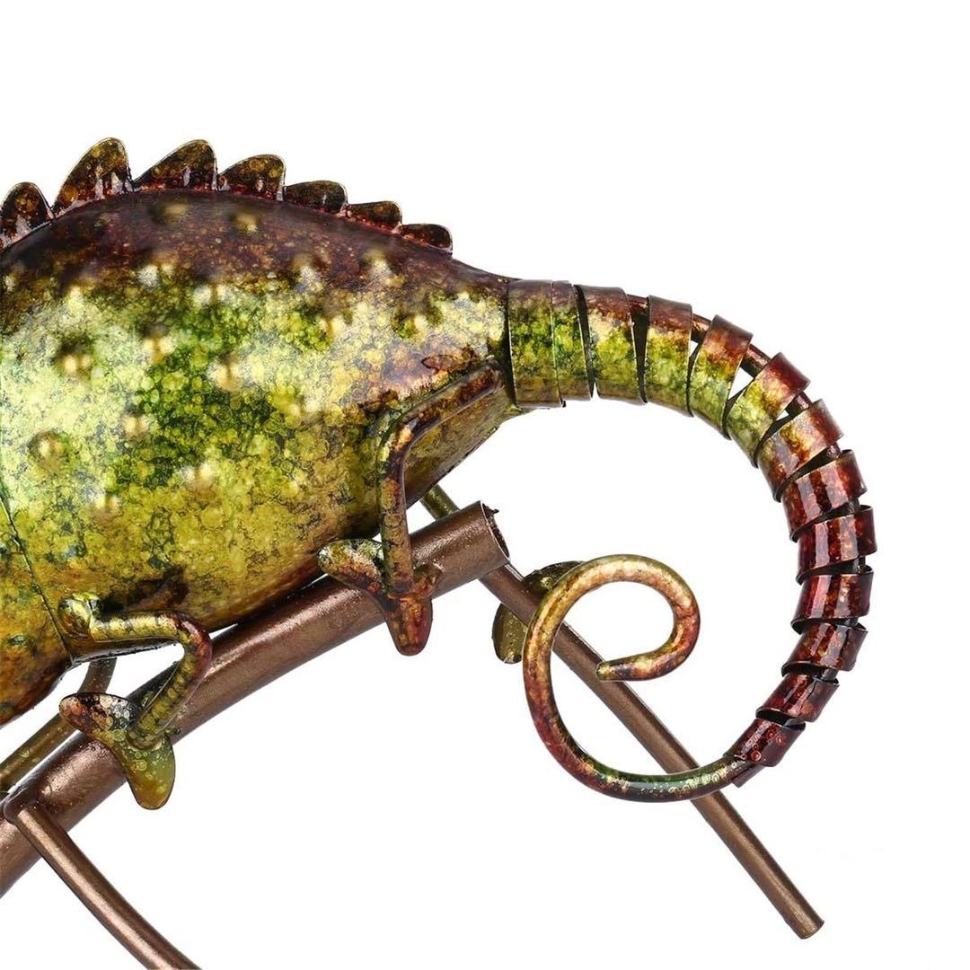 金属飾りの置物 カメレオン(グリーン)飾り 置物 インテリア 金物