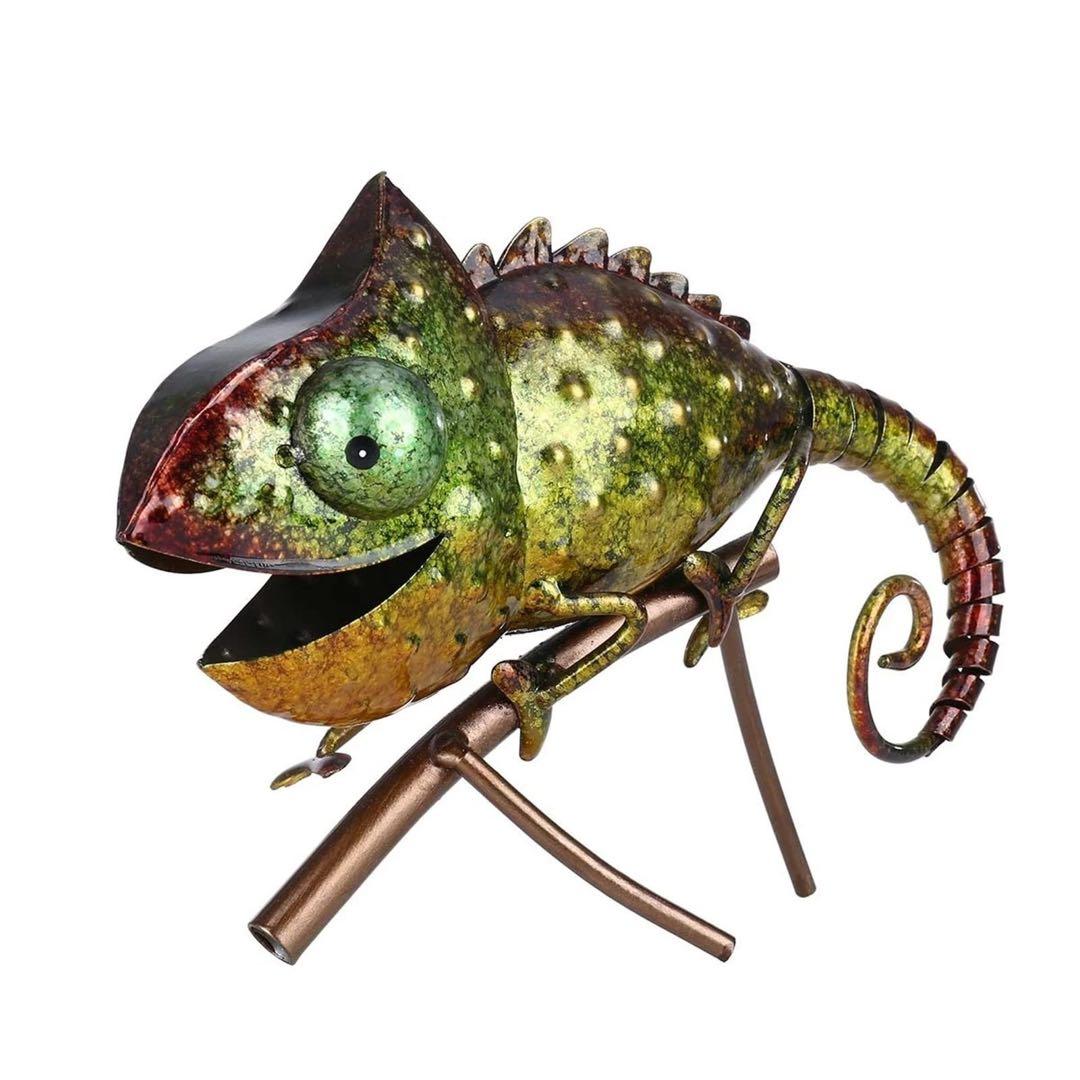 金属飾りの置物 カメレオン(グリーン)飾り 置物 インテリア 金物