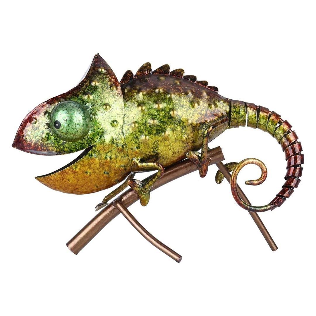 金属飾りの置物 カメレオン(グリーン)飾り 置物 インテリア 金物