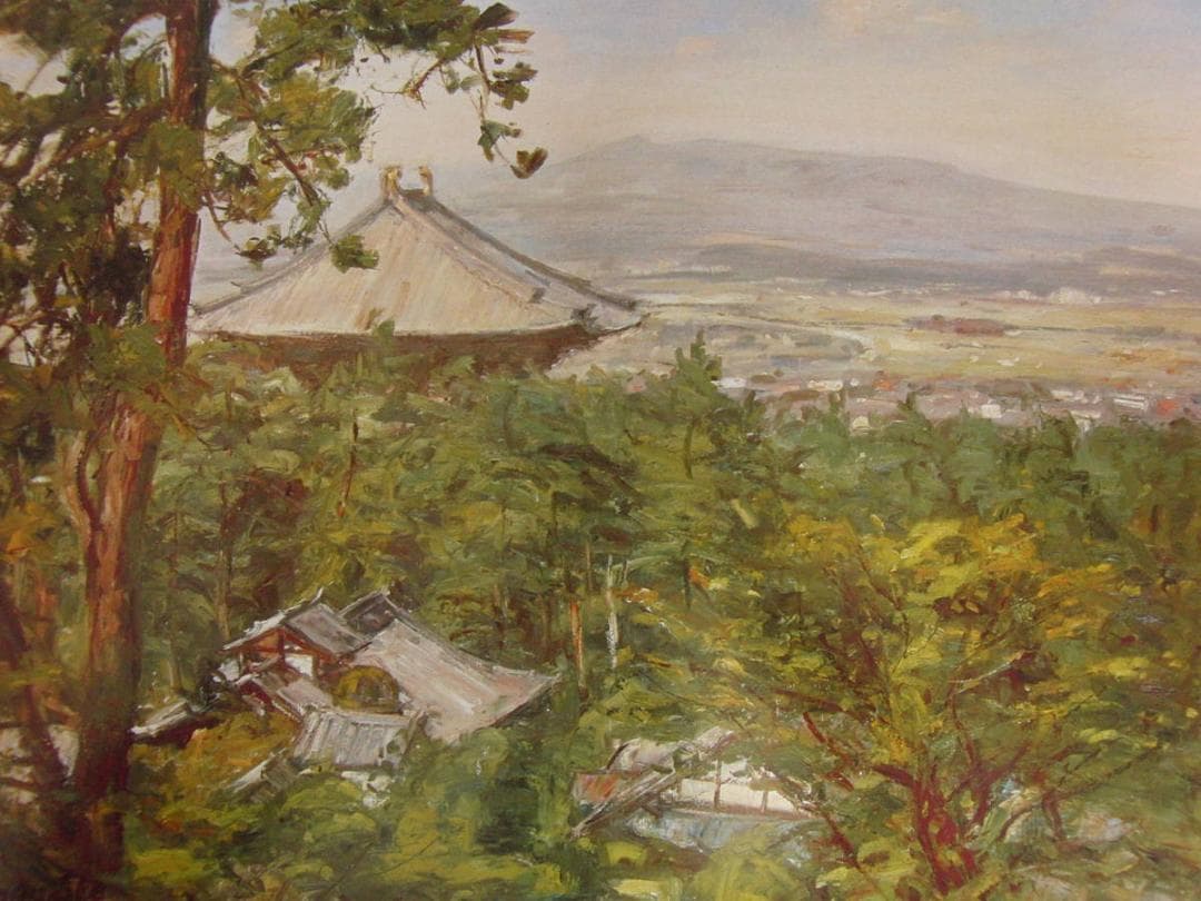 刑部人、【奈良初秋】、希少な大判額装用画集より、美品、日本人画家