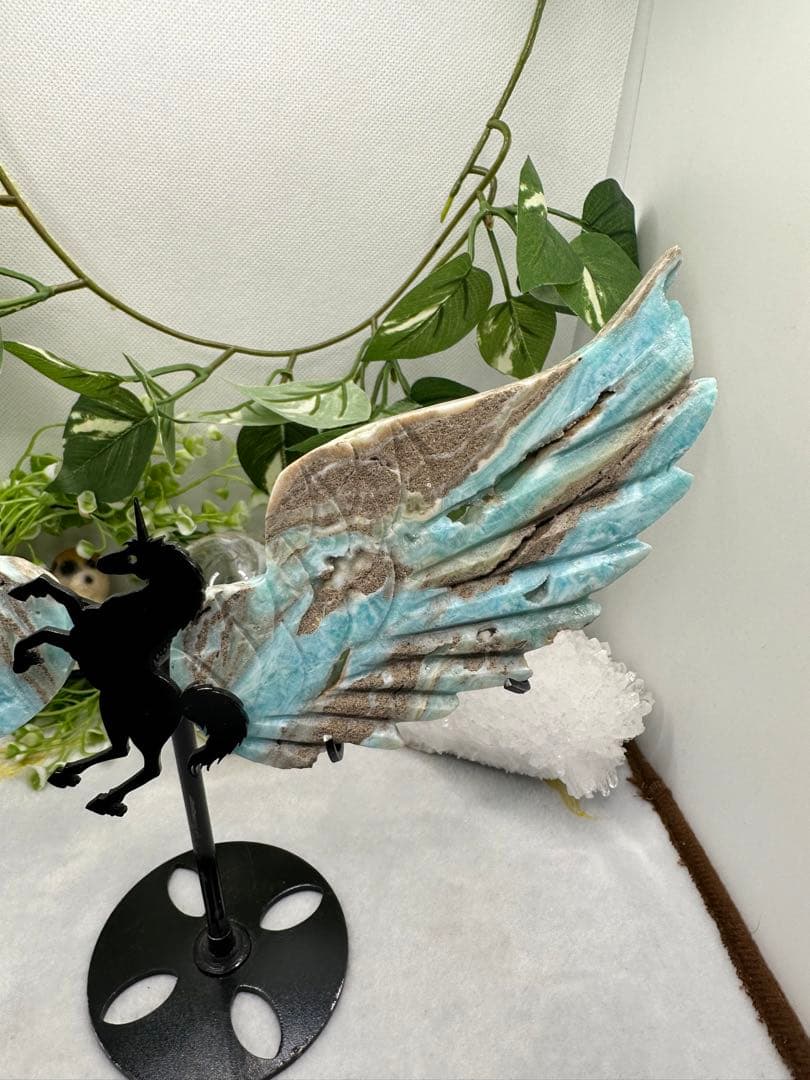 ブルーアラゴナイトユニコーン♡羽♡No.160