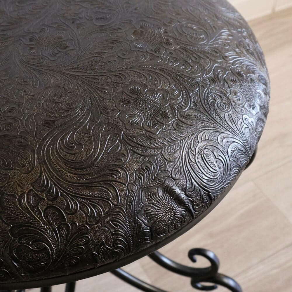 ★アンティーク調 スツール 椅子 花柄 アイアン レザー 丸椅子 アイアン